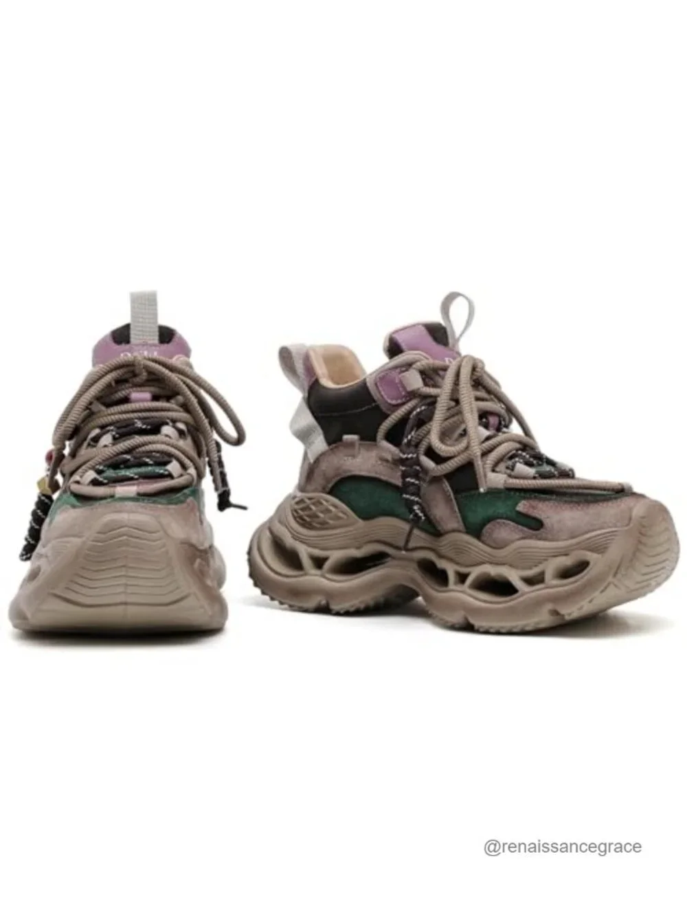 Women's Chunky Wedge Walking Shoes Lace-Up Platform Comfort Slip-Resistant